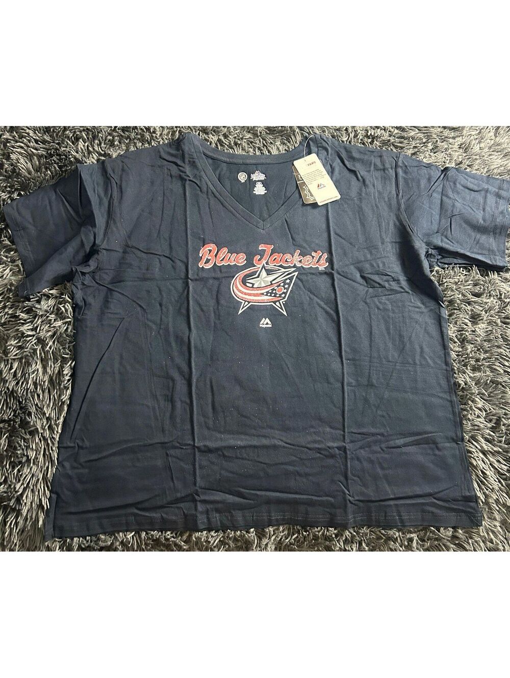 Columbus Blue Jackets NHL Women’s Blue Graphic T-Shirt Size 2X Hockey Fan Tee